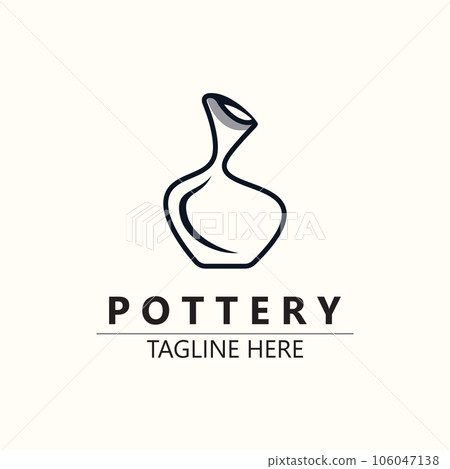 Pottery logo design handmade, creative traditional mug craft sign concept inspiration nature workshop 106047138