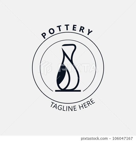 Pottery logo design handmade, creative traditional mug craft sign concept inspiration nature workshop 106047167