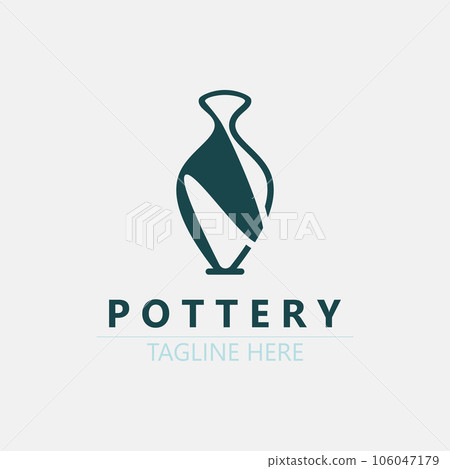Pottery logo design handmade, creative traditional mug craft sign concept inspiration nature workshop 106047179