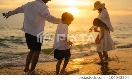 Happy family enjoying together on beach on holiday vacation, Family with beach travel, People enjoying with holiday vacation, High quality photo Happy family enjoying together on beach on holiday vacation, Family with beach travel, People enjoying with holiday vacation, High quality photo 106048294