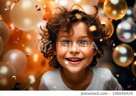 Young girl with curly hair and white shirt smiles at the camera. Generative AI Young girl with curly hair and white shirt smiles at the camera. Generative AI 106048424