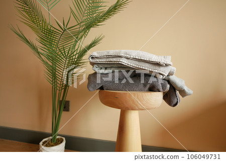 pile of gray and white color shower towel  106049731