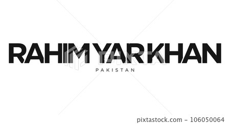 Rahim Yar Khan in the Pakistan emblem. The design features a geometric style, vector illustration with bold typography in a modern font. The graphic slogan lettering. Rahim Yar Khan in the Pakistan emblem. The design features a geometric style, vector illustration with bold typography in a modern font. The graphic slogan lettering. 106050064