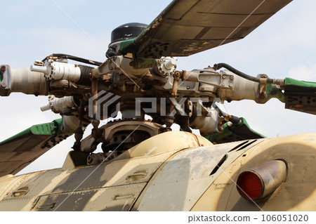 Military Attack Helicopter Rotor Swashplate Close-up Detail Military Attack Helicopter Rotor Swashplate Close-up Detail 106051020