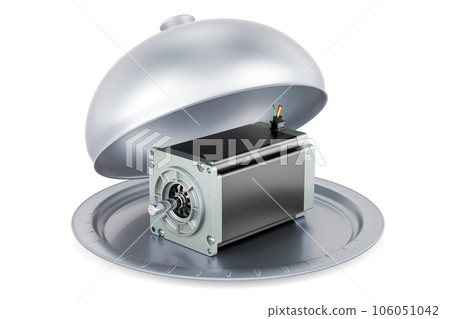 Restaurant cloche with stepper motor, 3D rendering 106051042