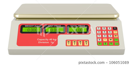 Electronic Price Computing Scale closeup, 3D rendering 106051089