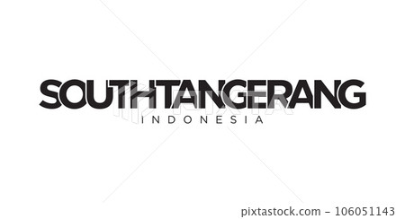 South Tangerang in the Indonesia emblem. The design features a geometric style, vector illustration with bold typography in a modern font. The graphic slogan lettering. 106051143