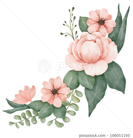 floral composition flower watercolor illustration isolated element floral composition flower watercolor illustration isolated element 106051193