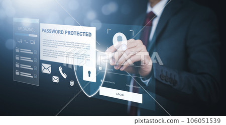 Cyber security and Security password login online concept Hands typing and entering username and password of social media, log in with smartphone to an online bank account, data protection hacker Cyber security and Security password login online concept Hands typing and entering username and password of social media, log in with smartphone to an online bank account, data protection hacker 106051539