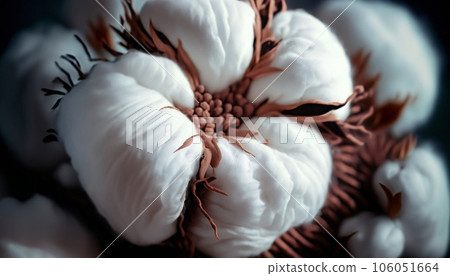 White fluffy cotton flower close up. Delicate light beauty natural organic fiber, raw materials for making fabric. White fluffy cotton flower close up. Delicate light beauty natural organic fiber, raw materials for making fabric. 106051664