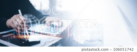 Business finance technology and investment concept. Stock Market Investments Funds and Digital Assets. businessman analyzing forex trading graph financial data. Business finance background. Business finance technology and investment concept. Stock Market Investments Funds and Digital Assets. businessman analyzing forex trading graph financial data. Business finance background. 106051742