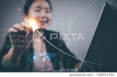 Business finance technology and investment concept. Stock Market Investments Funds and Digital Assets. businessman analyzing forex trading graph financial data. Business finance background. 106051764