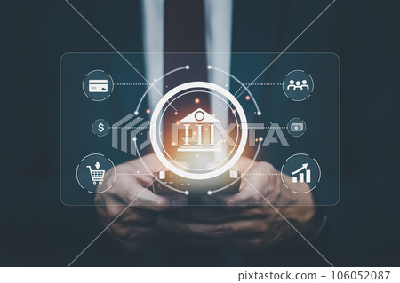 finance and banking digital, businessmen holding online banking and payments, Finance and banking networks. AI, Customer networking connection, Digital marketing. cyber security. Business technology. finance and banking digital, businessmen holding online banking and payments, Finance and banking networks. AI, Customer networking connection, Digital marketing. cyber security. Business technology. 106052087