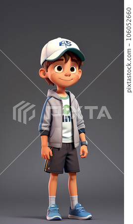 A cartoon boy with a backpack, go to school, 3D render, Ai Generated 106052660
