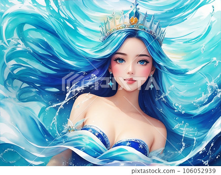 Illustration of a woman in the sea [AI-generated image] 106052939