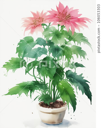 Watercolor foliage plant [AI generated image] 106053303