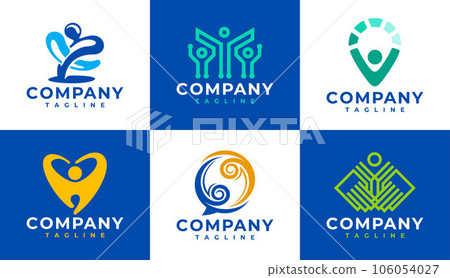 Illustrative abstract human logo design template set. 106054027