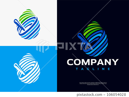 Modern water drop, mortar, and pestle logo design.  106054028
