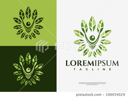 Luxury abstract human leaf logo design template.  106054029