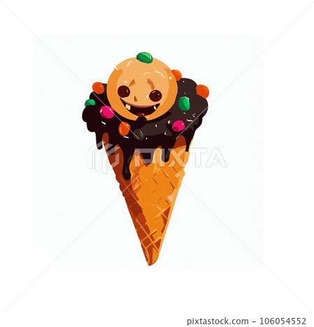 Witch ice cream in waffle cone. Halloween vector illustration. Witch ice cream in waffle cone. Halloween vector illustration. 106054552
