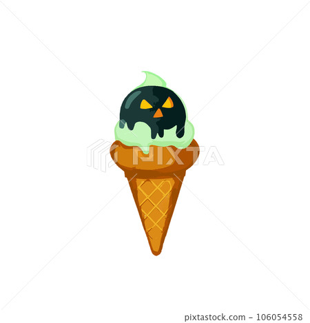 Witch ice cream in waffle cone. Halloween vector illustration. Witch ice cream in waffle cone. Halloween vector illustration. 106054558