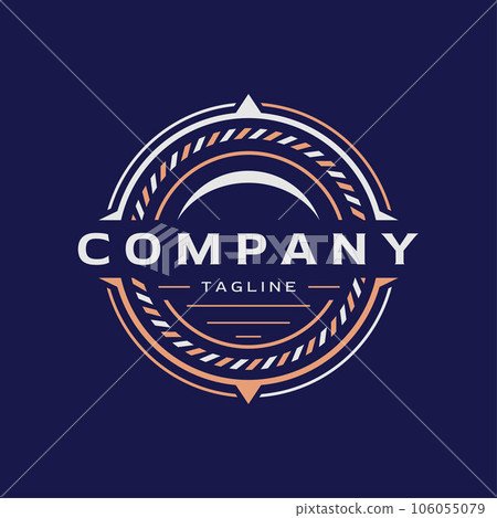 Minimalist travel compass emblem logo design. Nautical navigation logo branding. Minimalist travel compass emblem logo design. Nautical navigation logo branding. 106055079