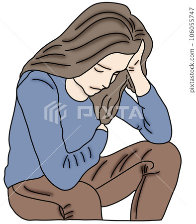 upset woman suffering from headache upset woman suffering from headache 106055747