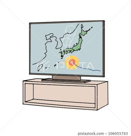 Illustration of a digital television that broadcasts typhoon information Illustration of a digital television that broadcasts typhoon information 106055783