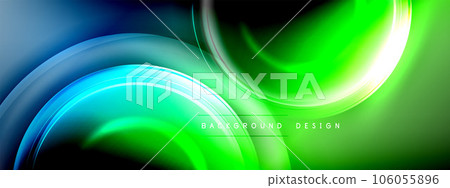 Circles lines and bubbles on bright glowing effect gradient with light and shadow effects. Dynamic interplay of light, shadow and depth. Futuristic and rhythmic technology design 106055896