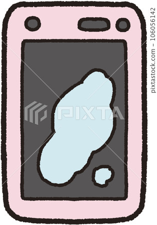 Illustration of a smartphone with the screen in front of it covered in water 106056142