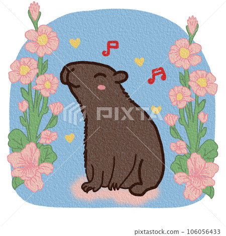 Cute capybara with flowers Cute capybara with flowers 106056433