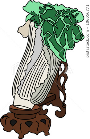 Jadeite Cabbage from the National Palace Museum of Taiwan_Outline + Painting Jadeite Cabbage from the National Palace Museum of Taiwan_Outline + Painting 106056771