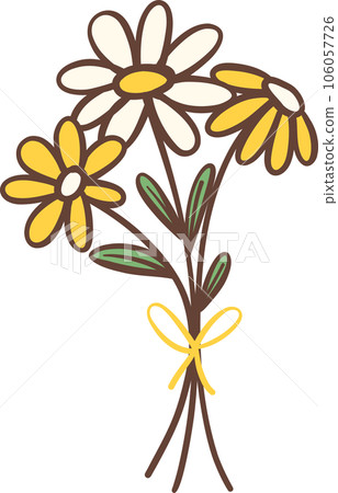 Cute Retro flower, Kawaii simple cartoon outline doodle Cute Retro flower, Kawaii simple cartoon outline doodle 106057726