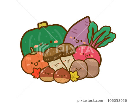 秋天的味道插圖，各種秋天的蔬菜 106058936