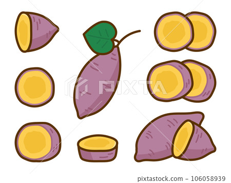 Illustration material of autumn and winter vegetables, illustration set of sweet potato 106058939