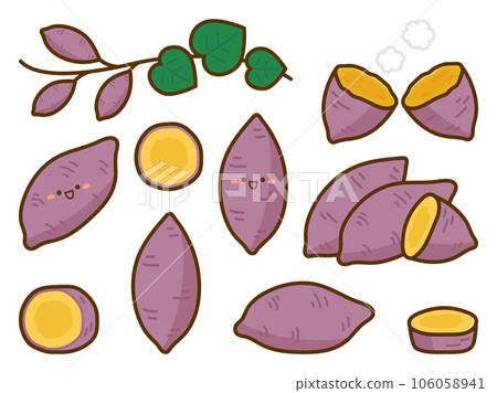 Sweet potato illustration set 106058941