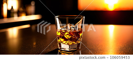 glasses of whiskey on bar counter glasses of whiskey on bar counter 106059453