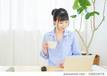 Woman doing telework Woman doing telework 106059576