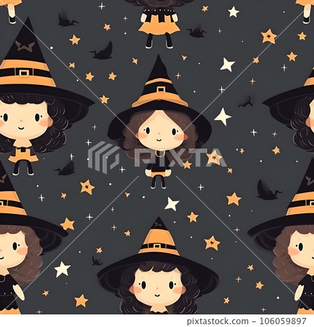 Cute Costumes a mini witch with a pointed hat, halloween, Generative AI tools 106059897