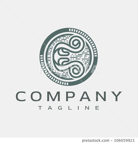 Vintage line circle ornate letter E logo design. Luxury initial E logo branding. Vintage line circle ornate letter E logo design. Luxury initial E logo branding. 106059921