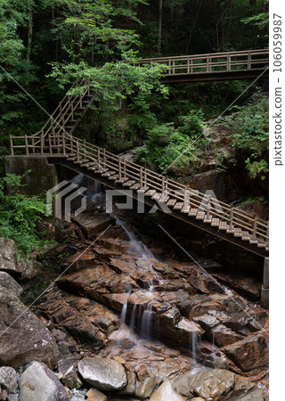 Boardwalk leading to the waterfall Boardwalk leading to the waterfall 106059987