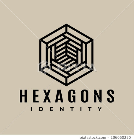 Luxury geometric line abstract logo design. Minimalist hexagonal indoor logo. 106060250