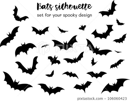 Vector set of halloween bats black silhouette on white background isolated Vector set of halloween bats black silhouette on white background isolated 106060423
