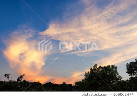 2023年夏天奈良市住宅區的夜景地區公園上空出現的絲質茜草雲(1) 2023年夏天奈良市住宅區的夜景地區公園上空出現的絲質茜草雲(1) 106061474
