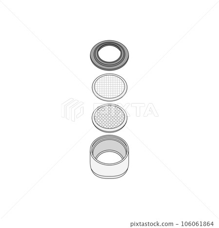 Foam fittings (packing, rectifier net, cap) attached to the tip of the faucet Foam fittings (packing, rectifier net, cap) attached to the tip of the faucet 106061864