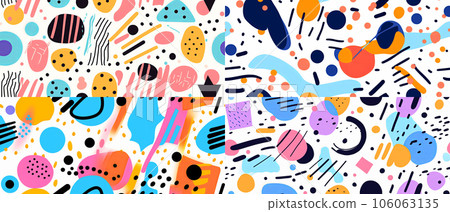 Set of abstract geometric shapes. Abstract pop art color paint splash background. Set of abstract geometric shapes. Abstract pop art color paint splash background. 106063135