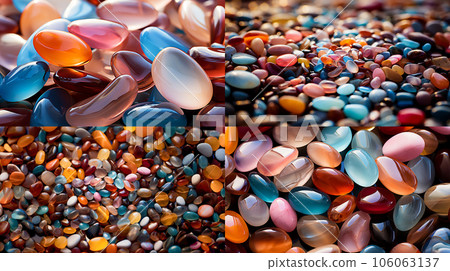 Set of colorfull abstract glass stones. Pastel coloured translucent glass water stones overlapping. Set of colorfull abstract glass stones. Pastel coloured translucent glass water stones overlapping. 106063137
