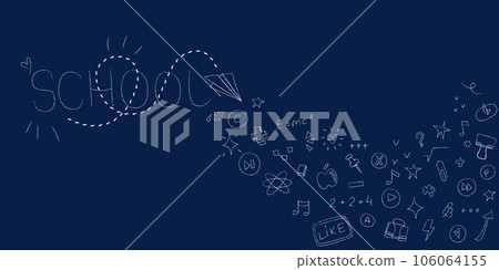 Cute banner with education theme. Texture drawing with chalk effect on blackboard 106064155