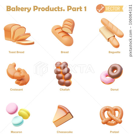 Vector bakery products icon set Vector bakery products icon set 106064181