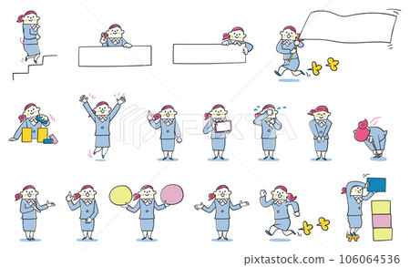 穿著可愛西裝的四頭女商務人士圖標集插畫素材 106064536